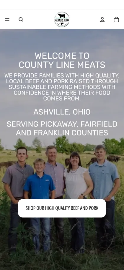 County Line Meats homepage on a phone