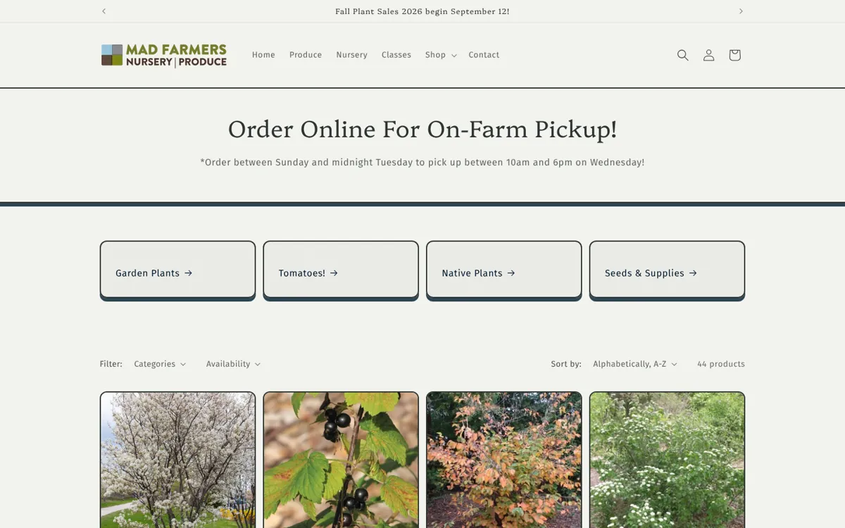 Mad Farmers Collective online store product page